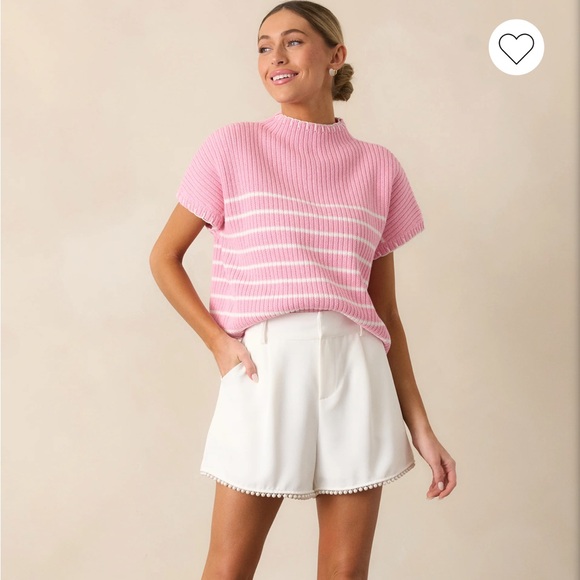 Red Dress Boutique Pants - Dressy White Shorts with Pearl Decorative Trim